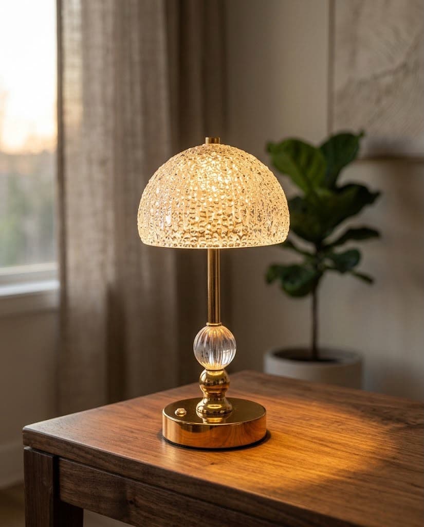 Dimpled Glass Gold Accent Lamp
