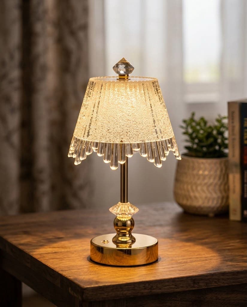 Crystal Tassel Gilded Table Lamp