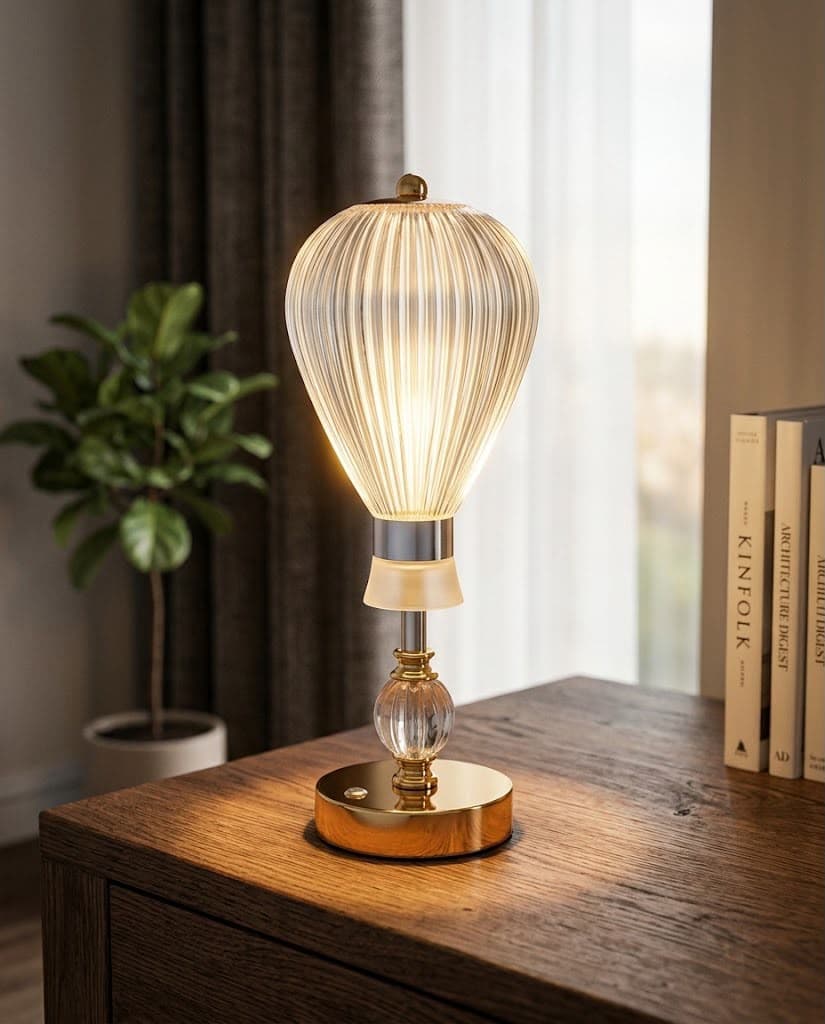 Fluted Balloon Crystal Accent Table Lamp