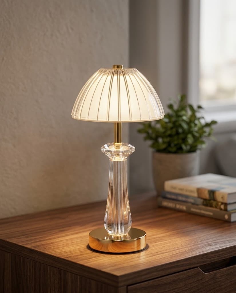 Pleated Acrylic Glass Cordless Accent Lamp