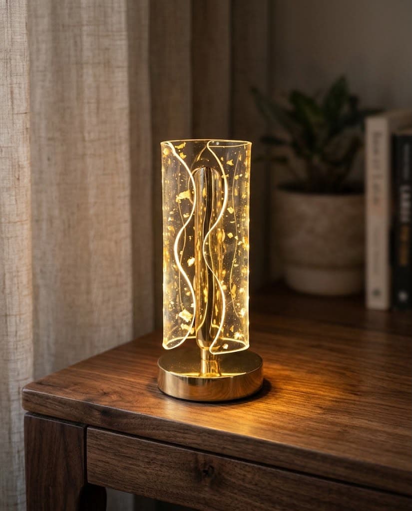 Nebula Wave Gold Leaf Cordless Lamp